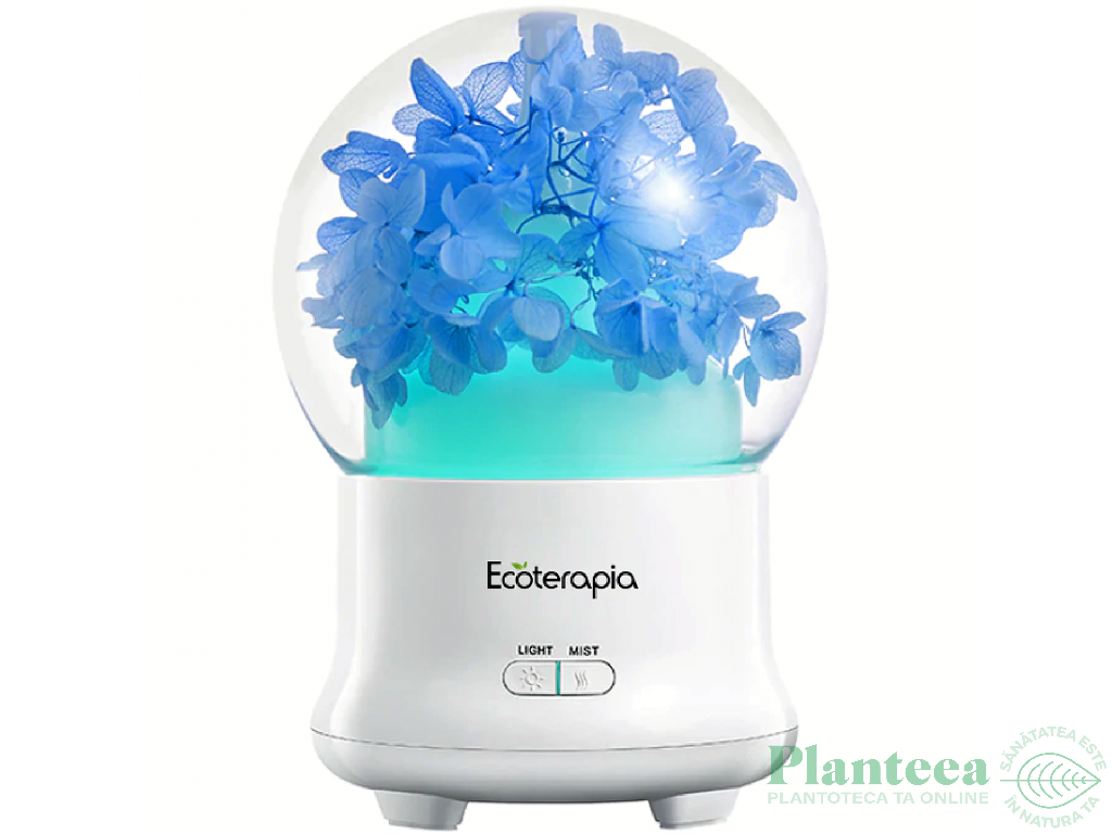 Difuzor ultrasonic aromaterapie Eternal Life Flower albastru 100ml - ECOTERAPIA