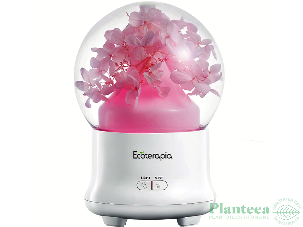 Difuzor ultrasonic aromaterapie Eternal Life Flower roz 100ml - ECOTERAPIA