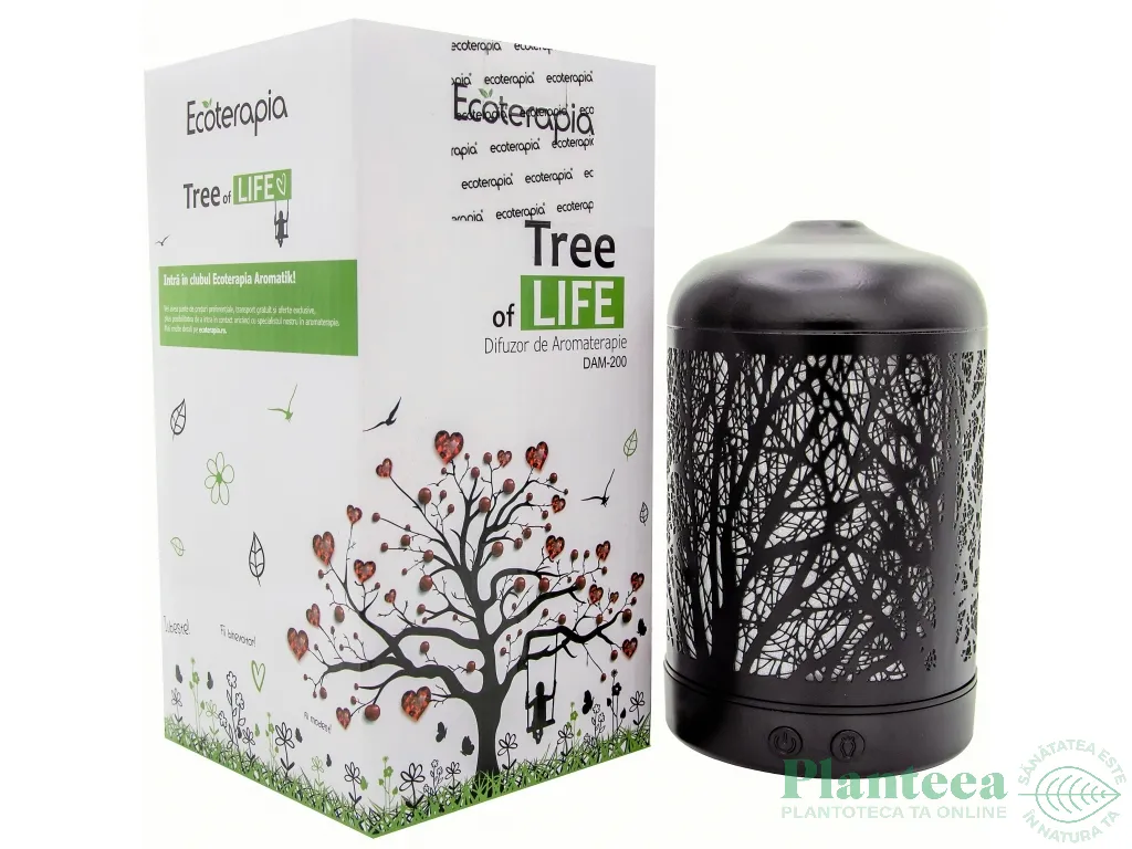 Difuzor ultrasonic aromaterapie multicolor Tree of Life 100ml - ECOTERAPIA