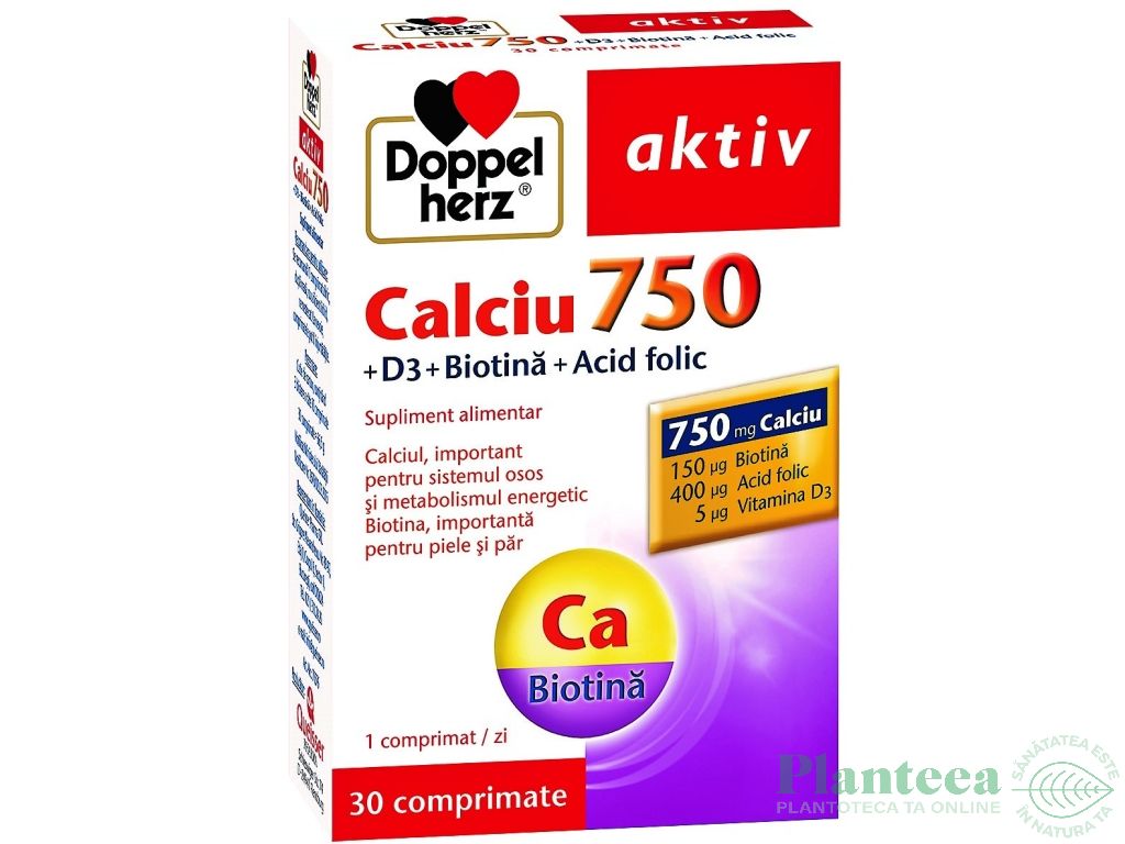 Calciu 900 D3 biotina acid folic 30cp - DOPPEL HERZ