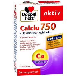 Calciu 900 D3 biotina acid folic 30cp - DOPPEL HERZ