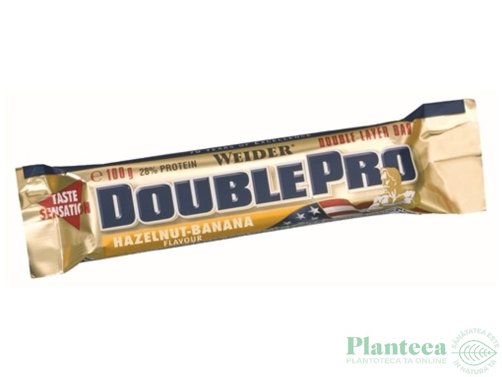 Baton proteic 28% DoublePro alune banana 100g - WEIDER