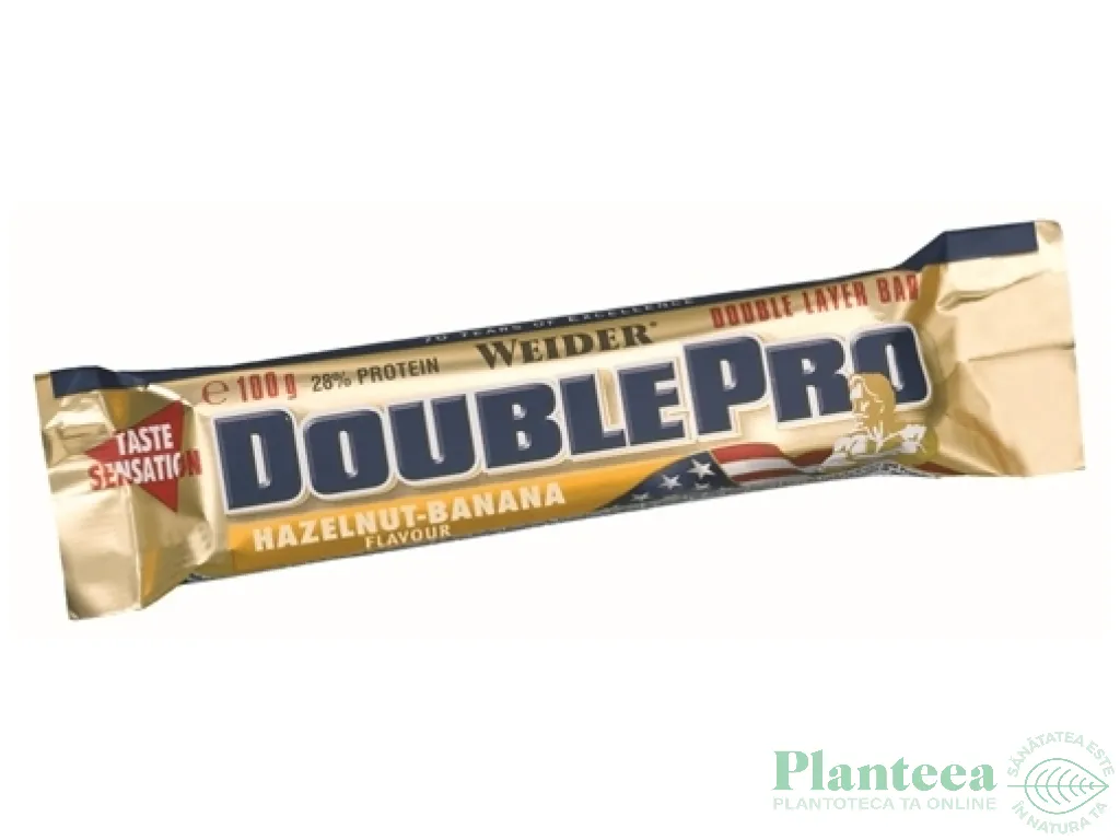 Baton proteic 28% DoublePro alune banana 100g - WEIDER