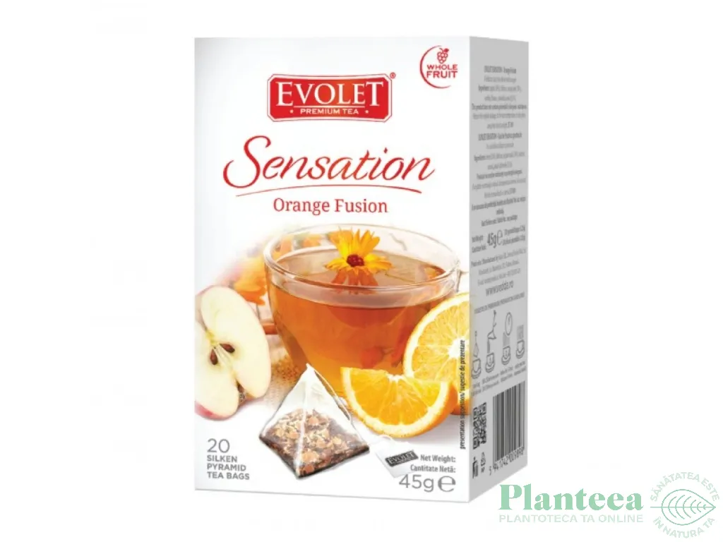 Ceai cu portocala Orange Fusion Sensation piramide 20x2,25g - EVOLET