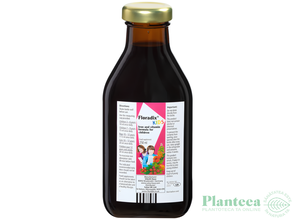 Formula lichida fier vitamine copii Floradix Kids 250ml - SALUS HAUS