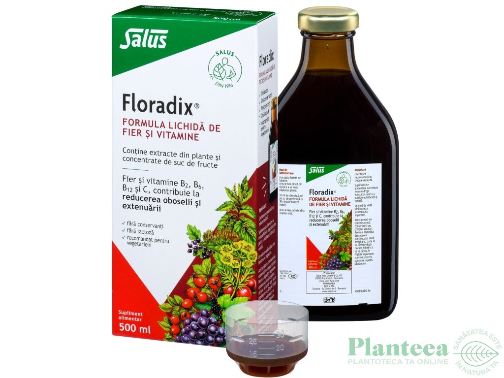 Formula lichida fier vitamine adulti Floradix 500ml - SALUS HAUS