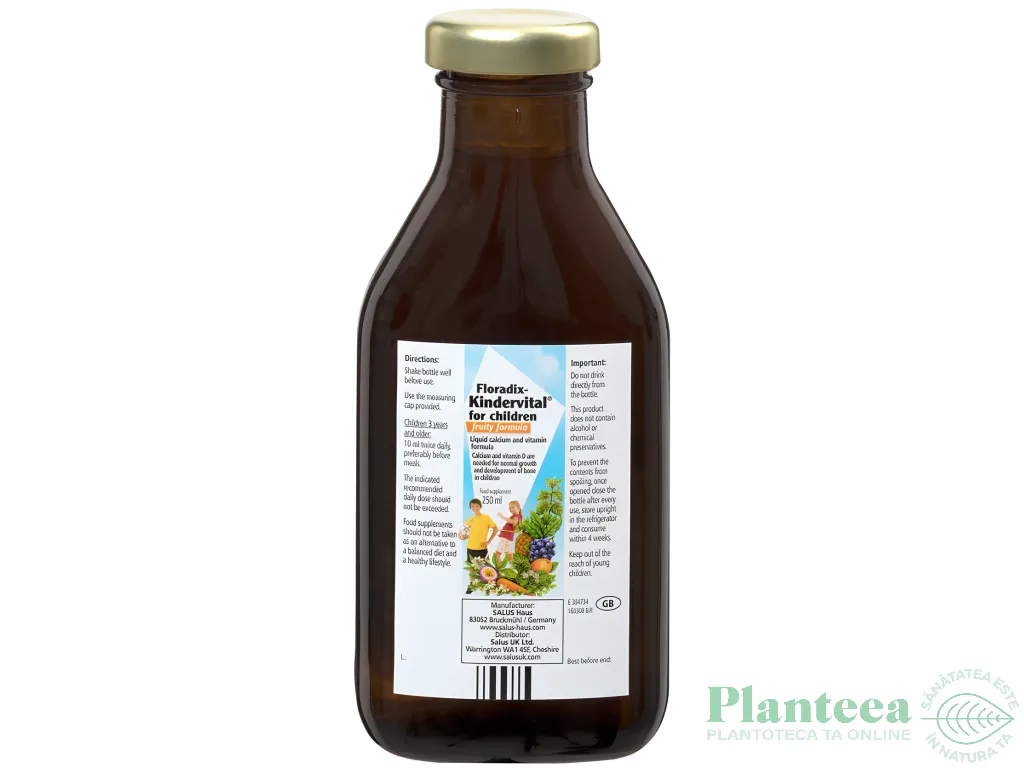 Formula lichida calciu vitamine copii KinderVital 250ml - SALUS HAUS