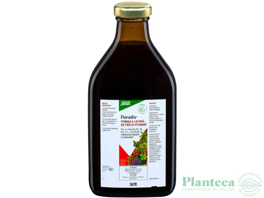 Formula lichida fier vitamine adulti Floradix 500ml - SALUS HAUS