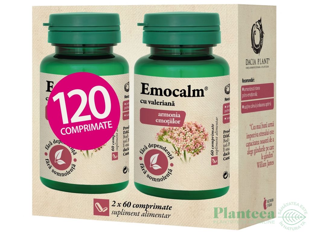Pachet Emocalm valeriana 2x60cp - DACIA PLANT