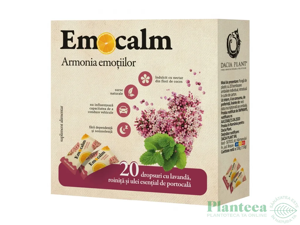EmoCalm drops lavanda roinita fara zahar 20cp - DACIA PLANT