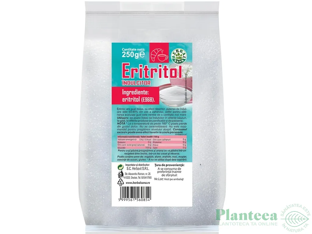 Eritritol indulcitor cristalizat 250g - HERBAL SANA