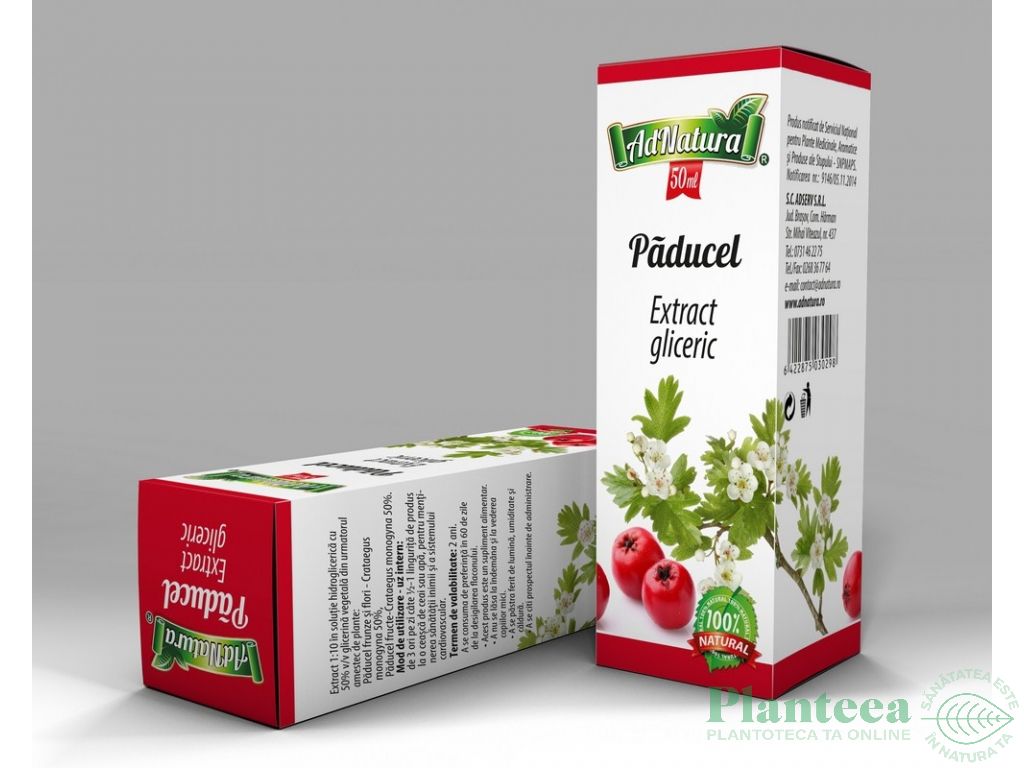 Extract hidrogliceric paducel frunze flori fructe 50ml - ADNATURA