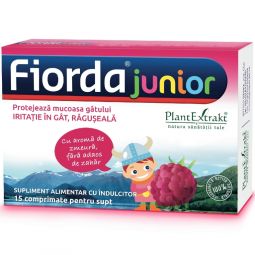 Pastile gat Fiorda junior zmeura 15cp - PLANTEXTRAKT