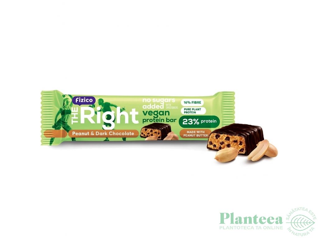 Baton proteic vegan arahide ciocolata neagra The Right 40g - FIZICO