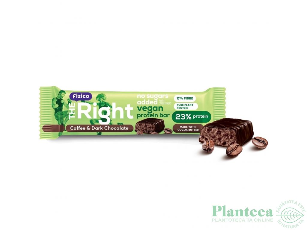 Baton proteic vegan cafea ciocolata neagra The Right 40g - FIZICO