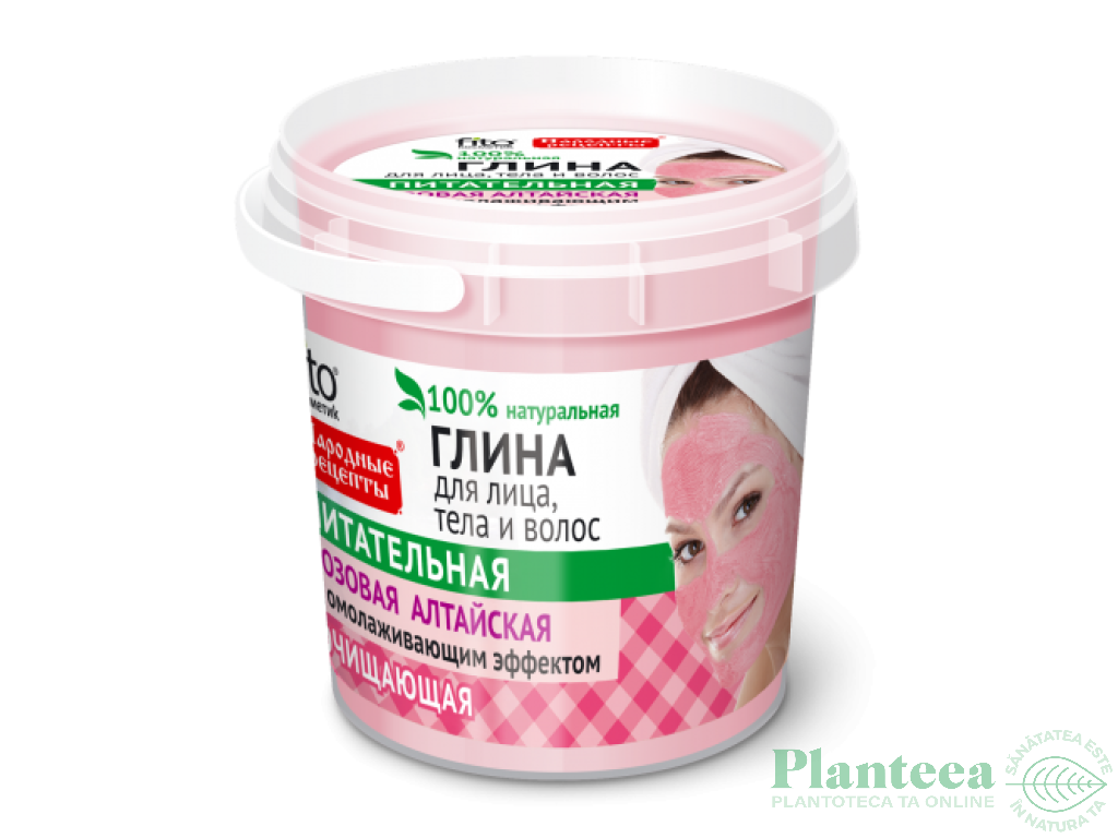 Pasta argila roz Altay efect nutritiv [ten corp par] 155ml - RETETE TRADITIONALE