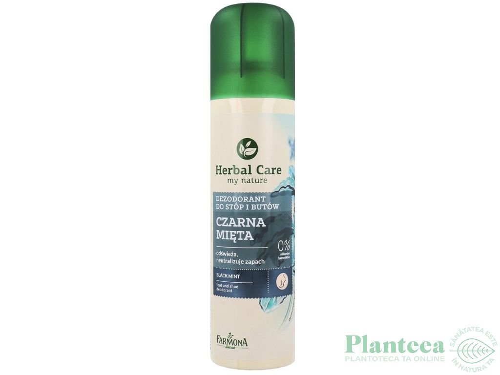 Deodorant spray picioare incaltaminte menta neagra Herbal Care 150ml - FARMONA