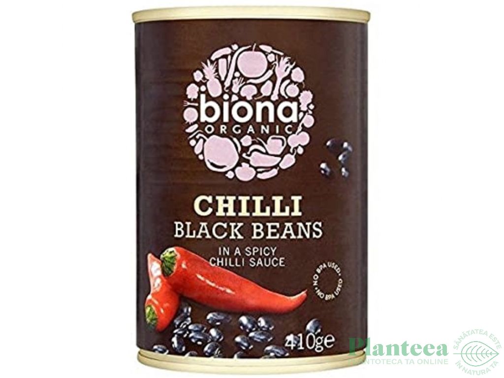 Conserva fasole neagra sos chilli bio 410g - BIONA