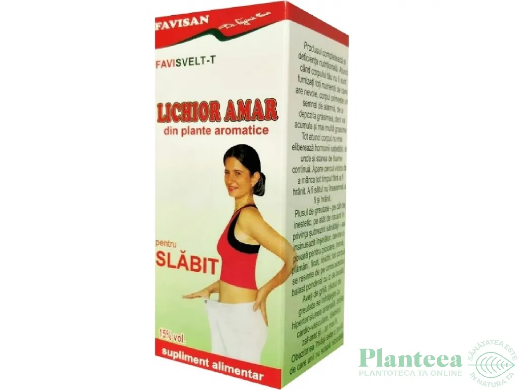 Lichior amar plante pt slabit FaviSvelt T 100ml - FAVISAN