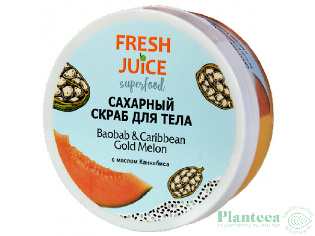 Scrub corp zahar baobab pepene galben caraibian 225ml - FRESH JUICE