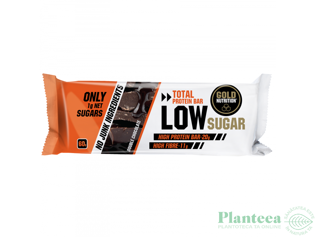 Baton proteic Low Sugar extra ciocolata 60g - GOLD NUTRITION