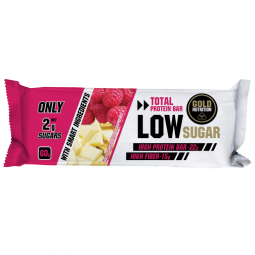 Baton proteic Low Sugar ciocolata alba zmeura 60g - GOLD NUTRITION