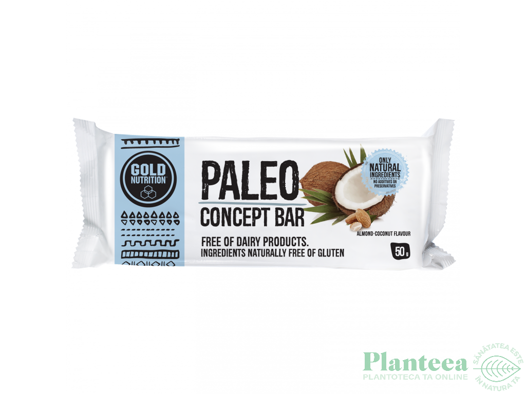 Baton concept Paleo migdale cocos 50g - GOLD NUTRITION