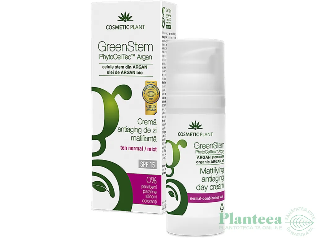 Crema zi antirid matifianta spf15 GreenStem 50ml - COSMETIC PLANT