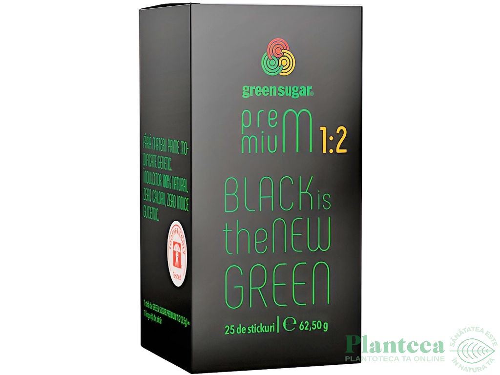 Eritritol stevie indulcitor pulbere 1:2 Premium plicuri 25x2,5g - GREEN SUGAR