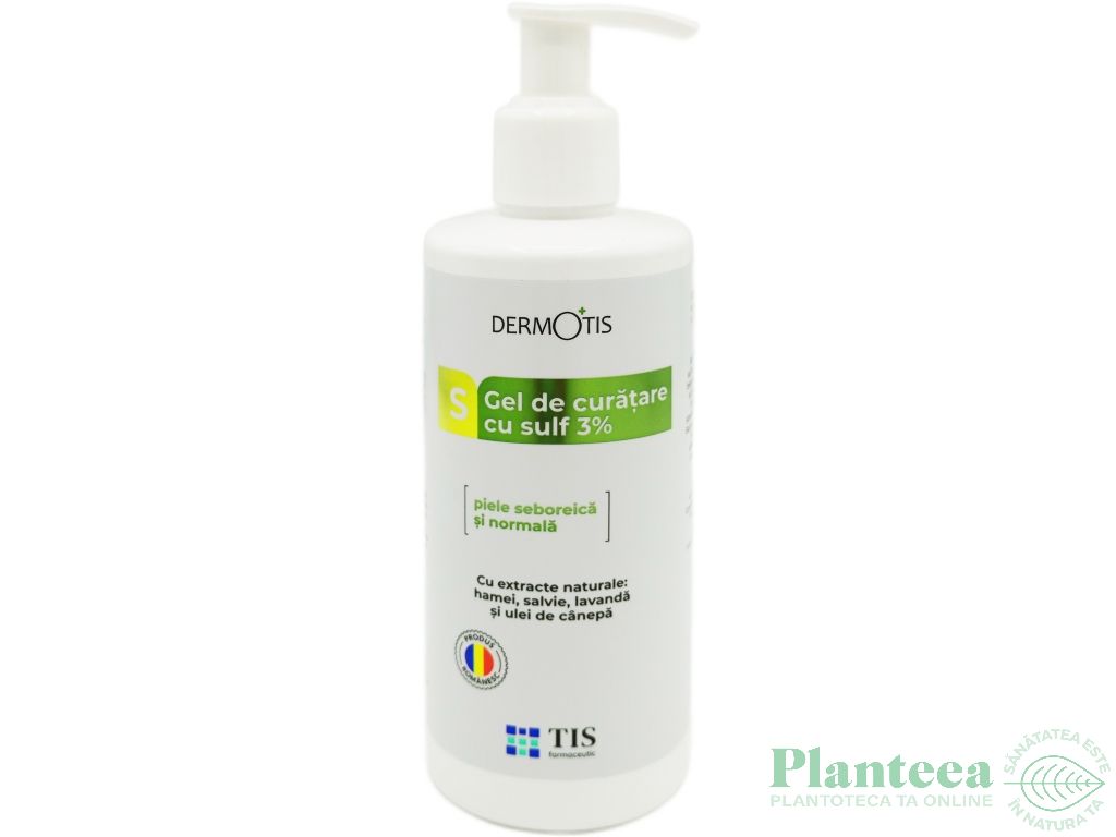 Gel curatare fata corp sulf 3% piele seboreica normala DermoTis 300ml - TIS