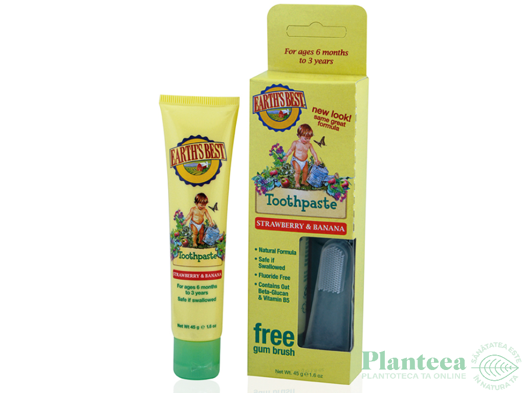 Gel dinti banane capsuni bebe 45g - EARTH`S BEST