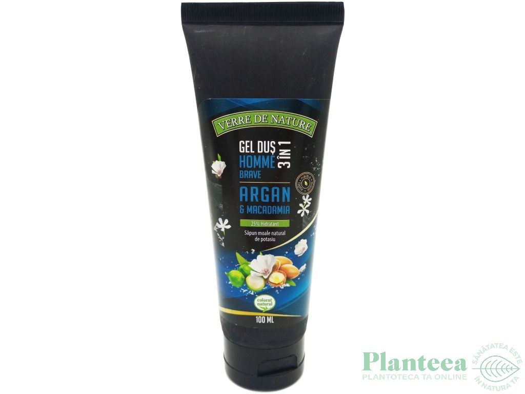 Gel dus 3in1 miere argan macadamia Homme Brave 100ml - VERRE DE NATURE