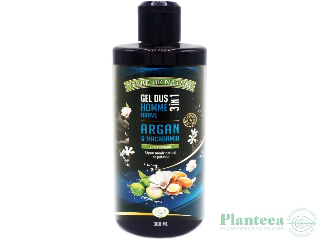 Gel dus 3in1 miere argan macadamia Homme Brave 300ml - VERRE DE NATURE