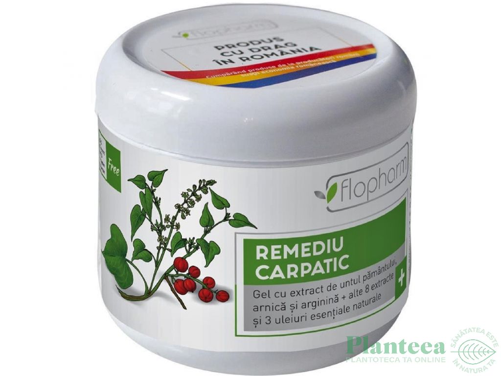 Gel Remediu Carpatic untul pamantului arnica arginina uleiuri esentiale 250ml - FLOPHARM