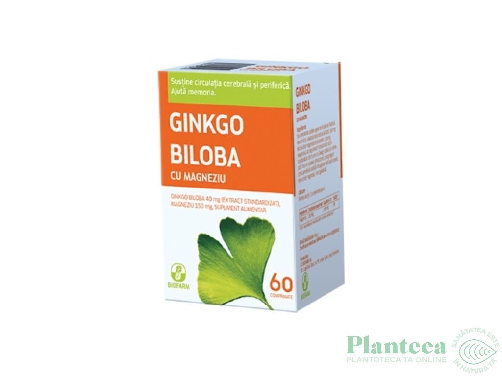 Ginkgo Biloba Magneziu 60cp Biofarm Pret 36 1 Ron