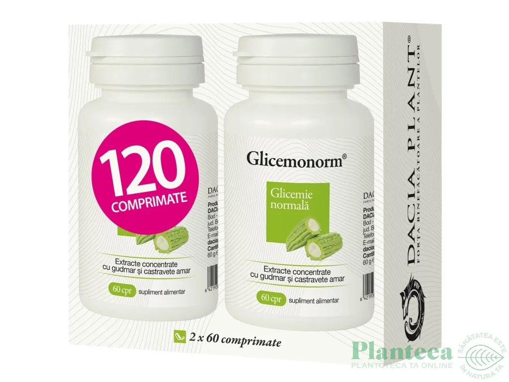 Pachet GlicemoNorm [Glicemie normala] comprimate 2x60cp - DACIA PLANT