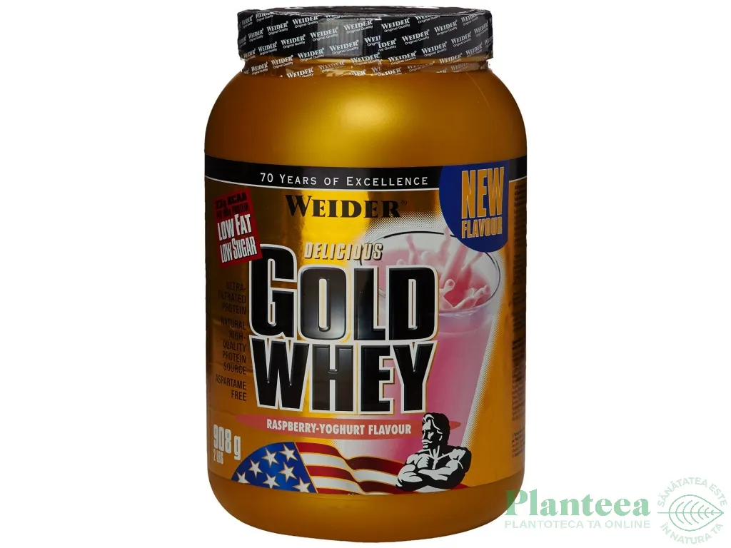 Pulbere proteica zer concentrat Gold zmeura iaurt 908g - WEIDER