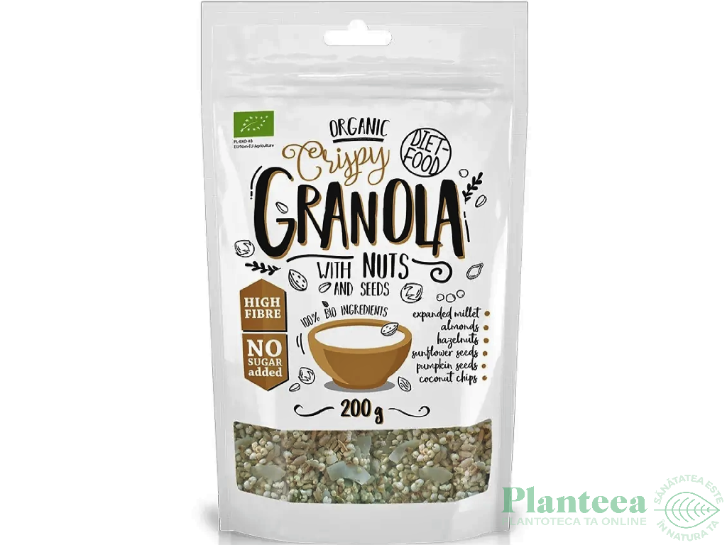 Granola crispy nuci seminte bio 200g - DIET FOOD