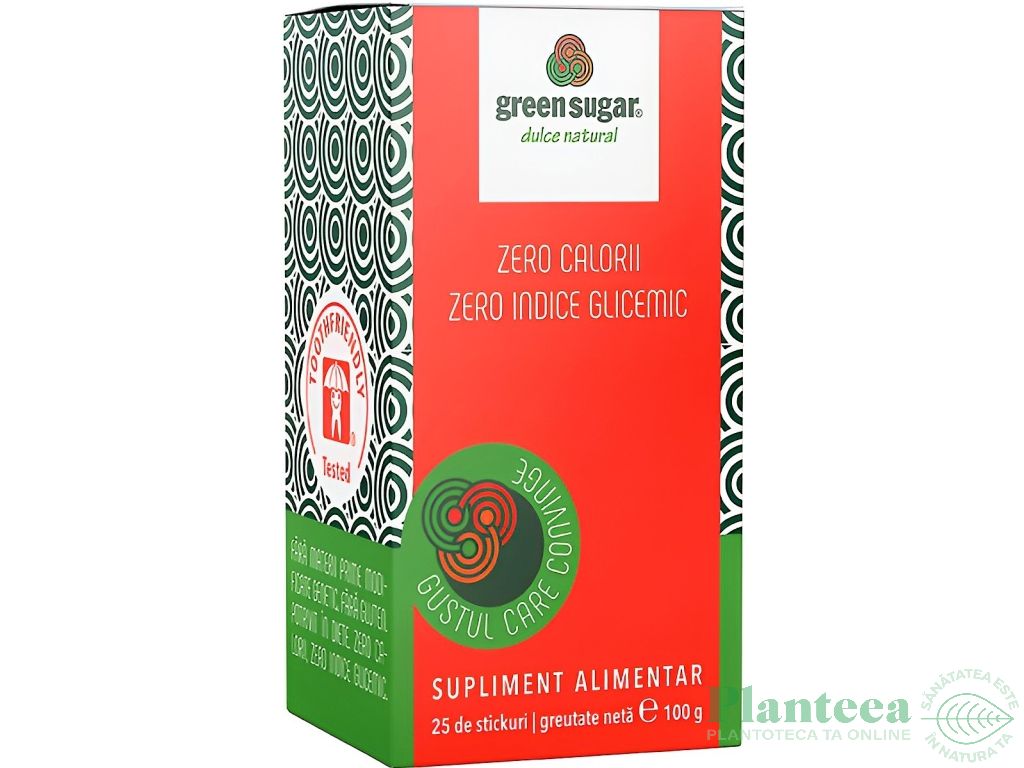 Eritritol stevie indulcitor cristalizat plicuri 25x4g - GREEN SUGAR