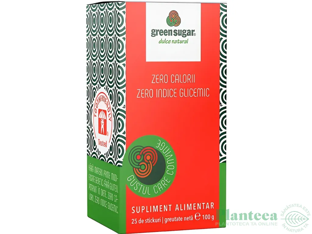 Eritritol stevie indulcitor cristalizat plicuri 25x4g - GREEN SUGAR