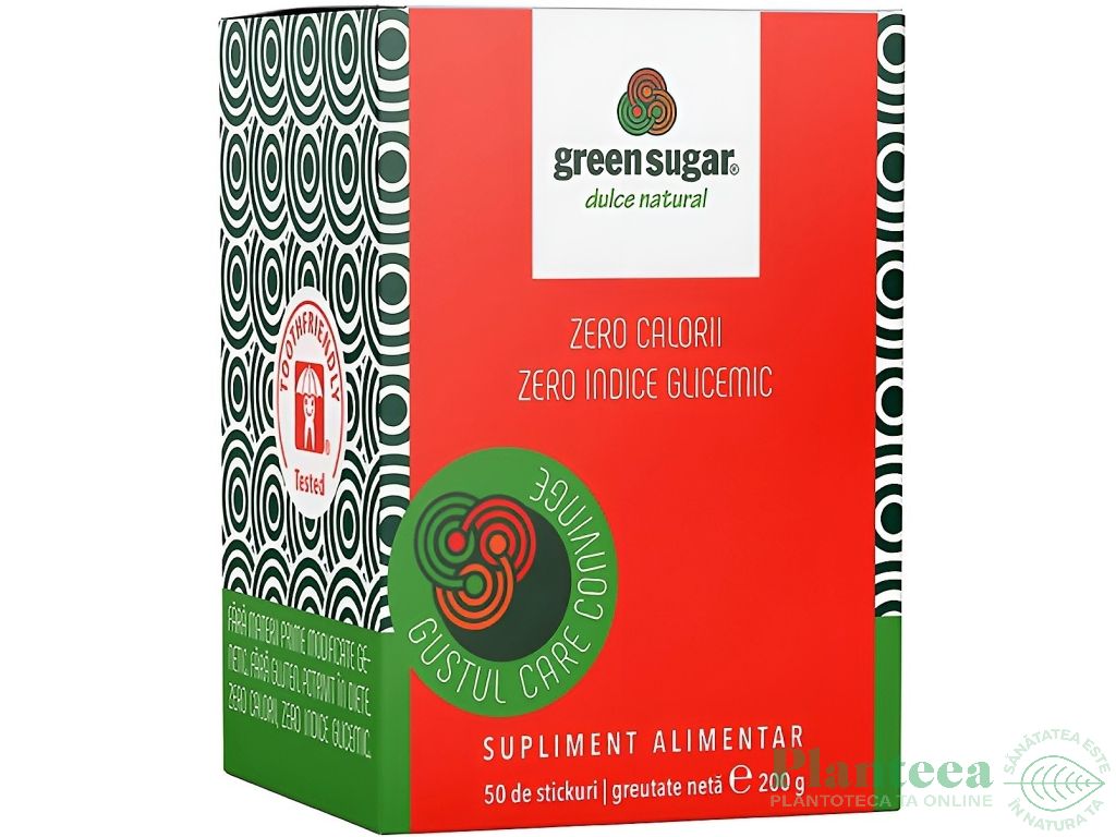 Eritritol stevie indulcitor cristalizat plicuri 50x4g - GREEN SUGAR