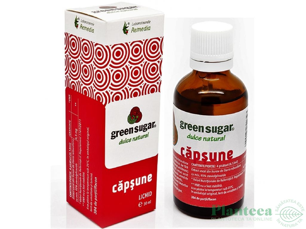Eritritol stevie indulcitor lichid capsune 50ml - GREEN SUGAR