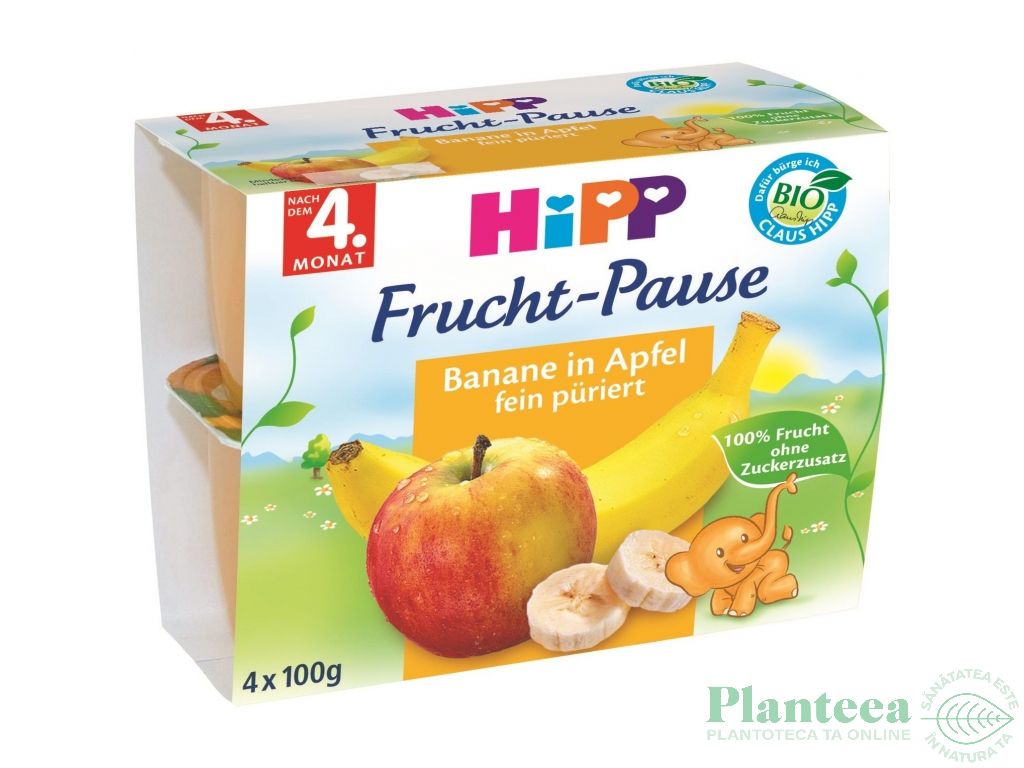 Piure mere banane bebe +4luni 4x100g - HIPP ORGANIC