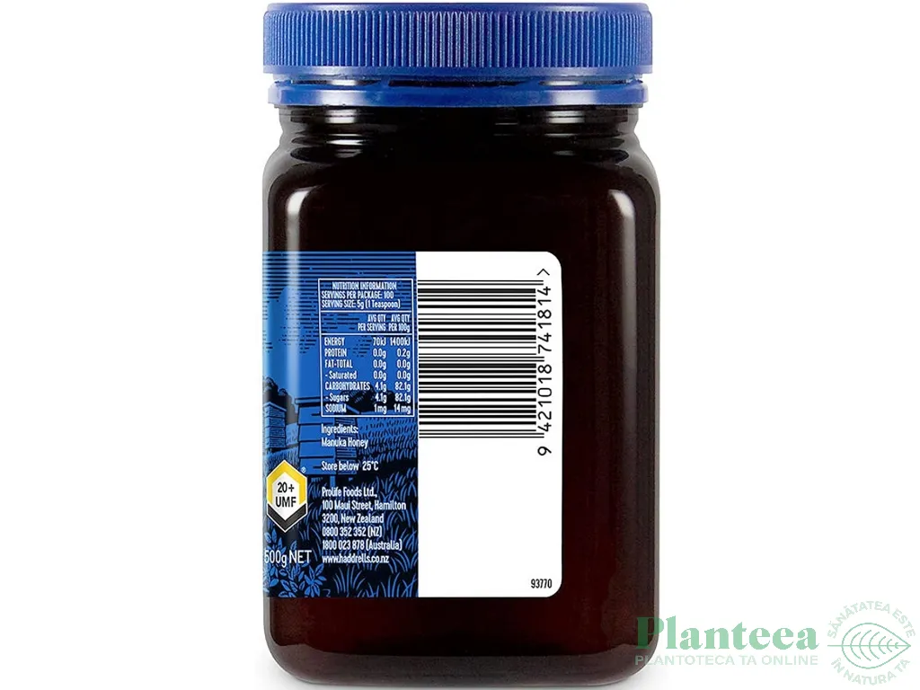 Miere manuka umf20+ [mgo800+] 500g - HADDRELL`S
