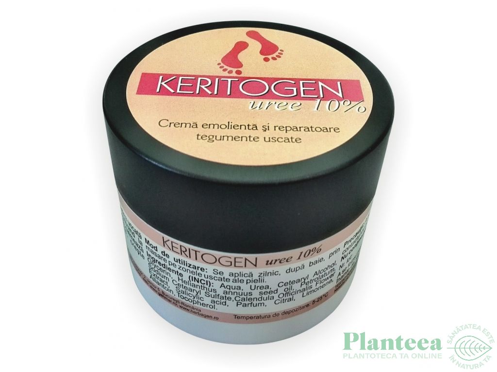 Crema Keritogen uree 10% emolienta reparatoare tegumente uscate 50g - HERBAGEN