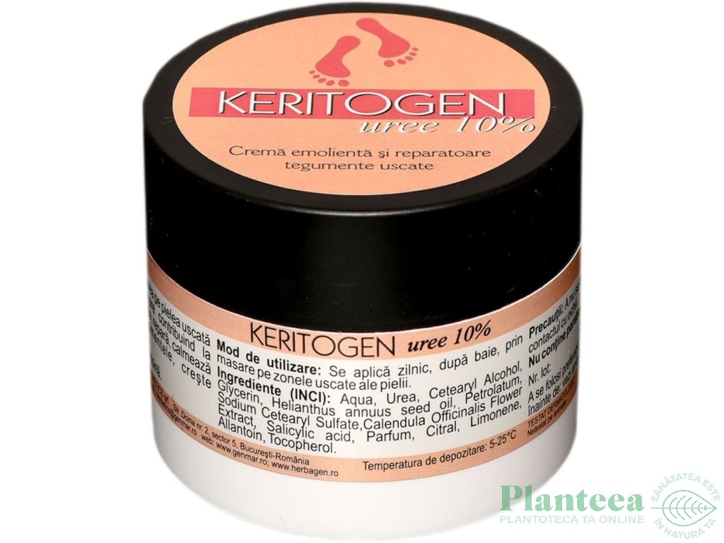 Crema Keritogen uree 10% emolienta reparatoare tegumente uscate 50g - HERBAGEN