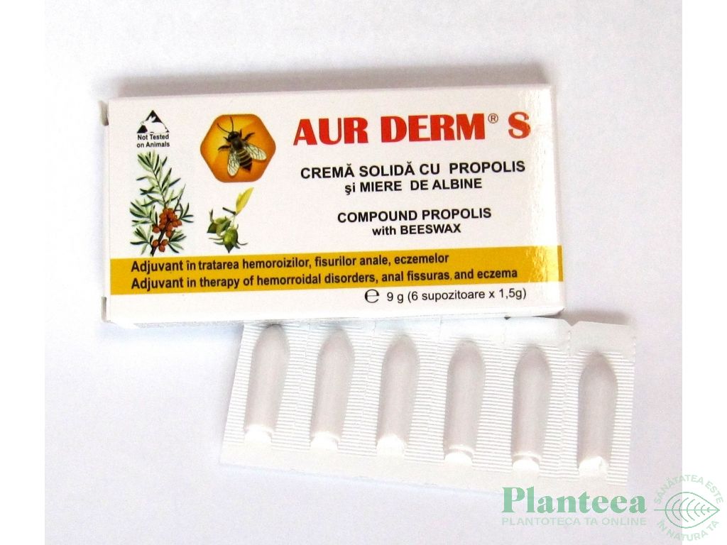 Supozitoare propolis miere Aur Derm S 6x1,5g - LAUR MED