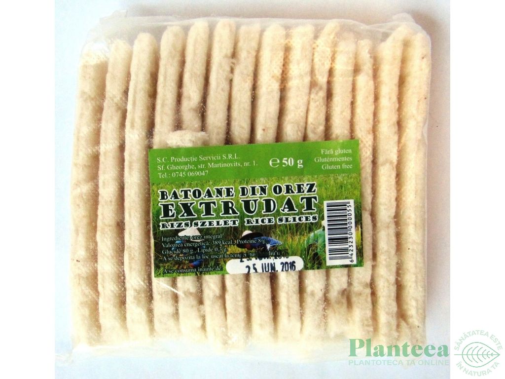 Batoane orez extrudat fara gluten 50g - PRODUCTIE SERVICII