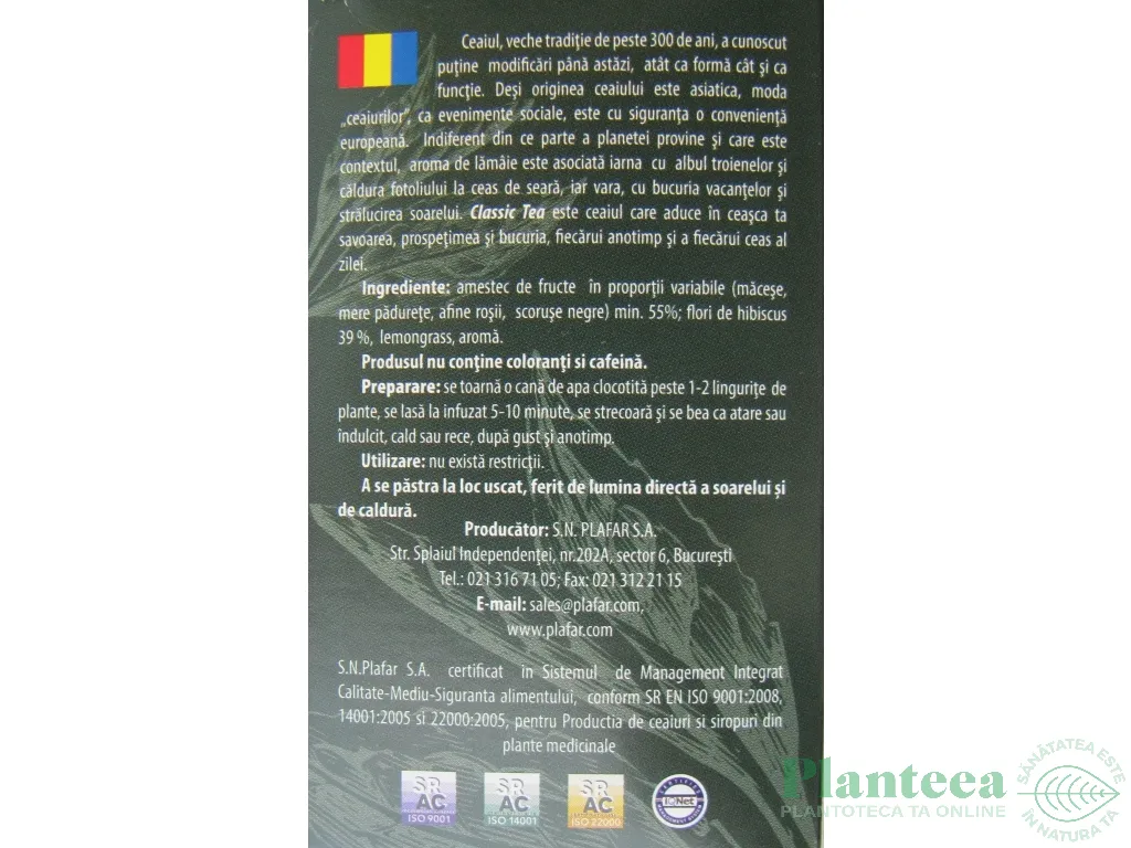 Ceai classic Carpathian Mundi 70g - PLAFAR