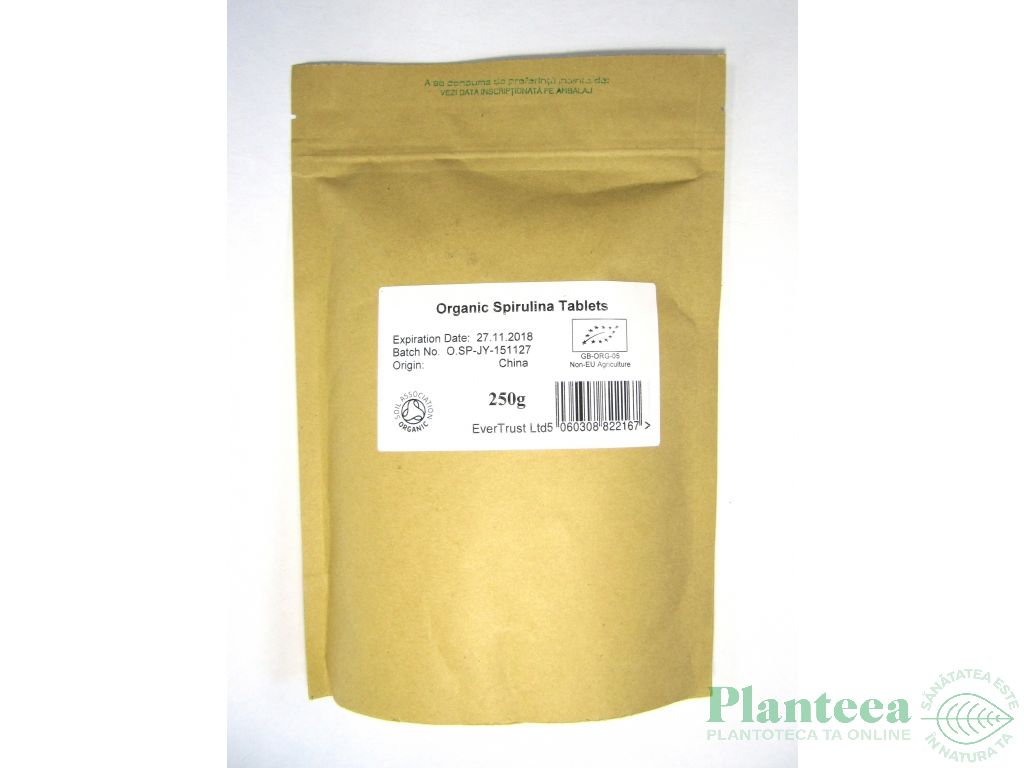 Spirulina organica tablete 250g 500cp - EVERTRUST